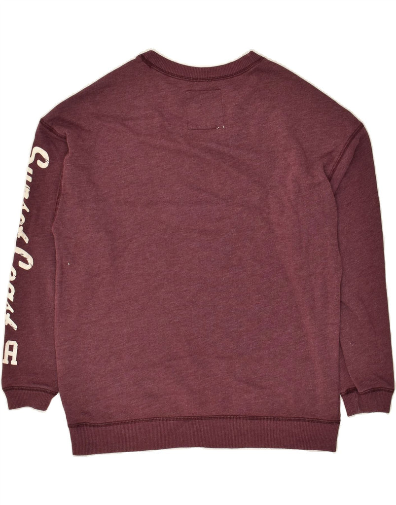 HOLLISTER Mens Graphic Sweatshirt Jumper Small Burgundy Cotton | Vintage Hollister | Thrift | Second-Hand Hollister | Used Clothing | Messina Hembry 