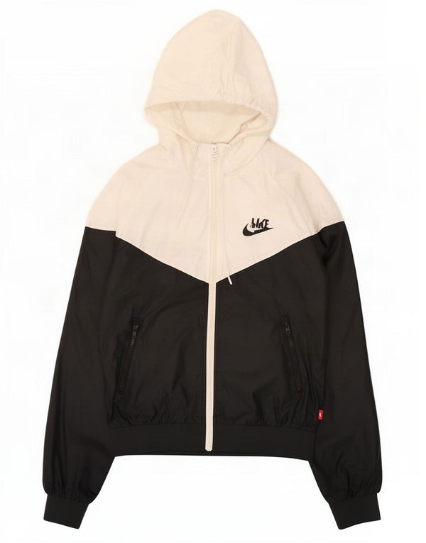 Nike Womens Hooded Tracksuit Top Jacket UK 14 Large White Colourblock