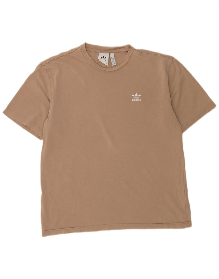 Adidas Mens Graphic T-Shirt Top Medium Beige Cotton