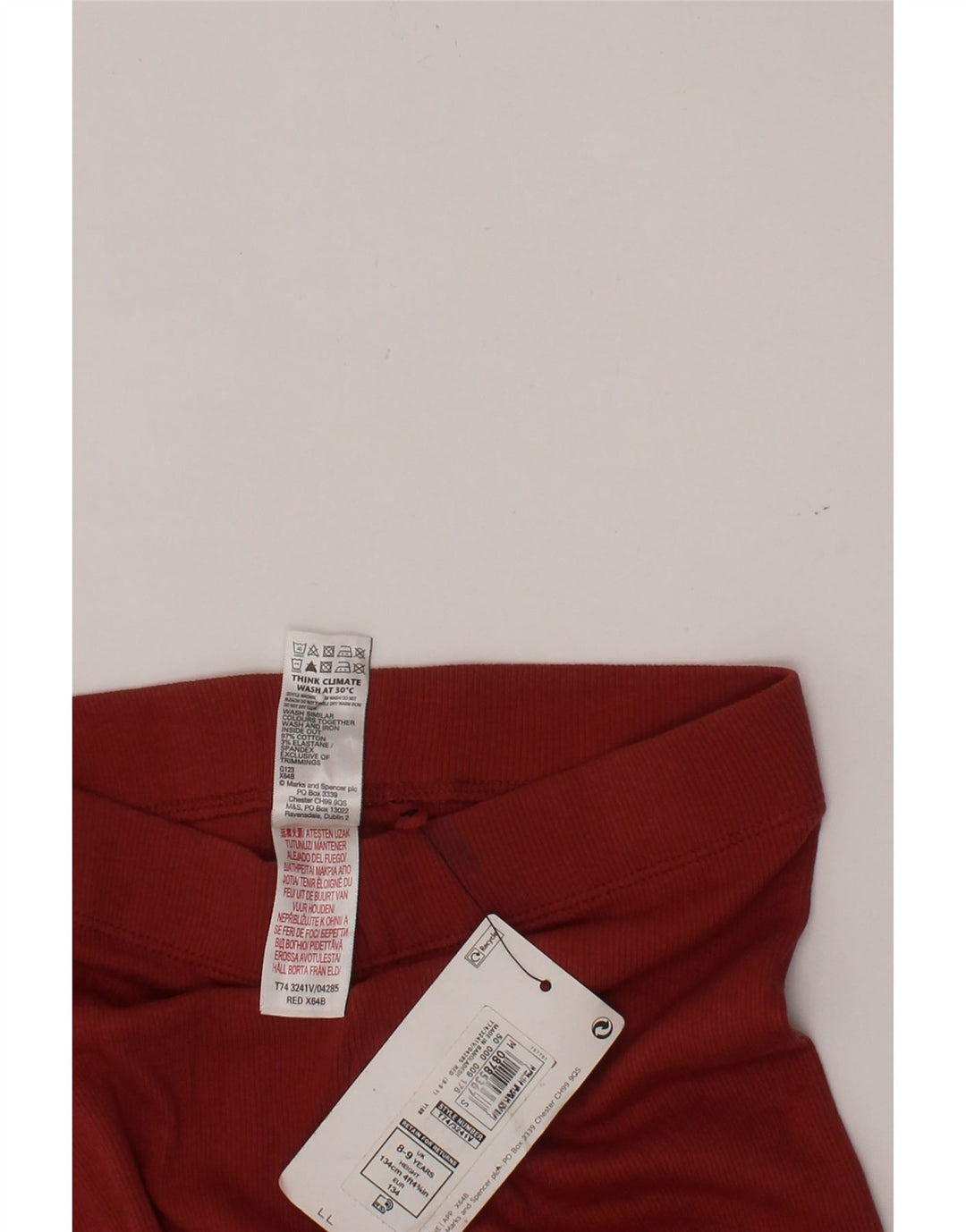 MARKS & SPENCER Girls Leggings 8-9 Years  Burgundy Cotton