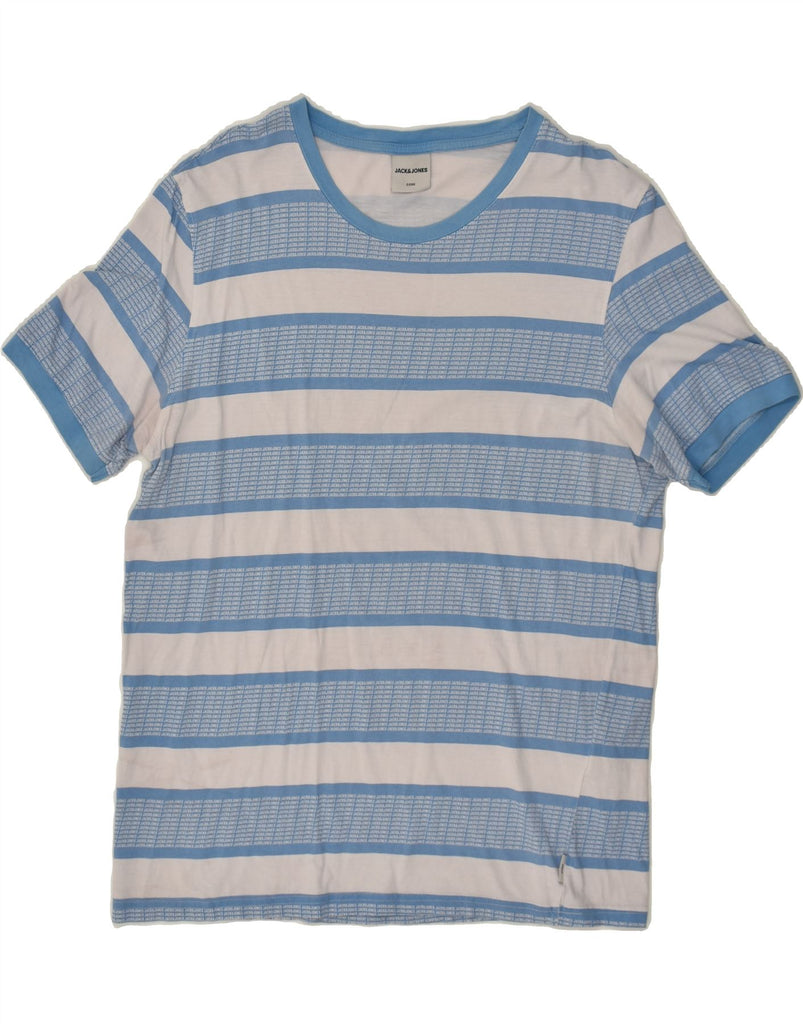 JACK & JONES Mens T-Shirt Top Large Blue Striped Cotton | Vintage Jack & Jones | Thrift | Second-Hand Jack & Jones | Used Clothing | Messina Hembry 