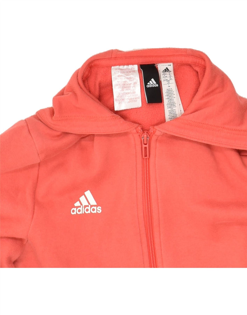 ADIDAS Boys Graphic Zip Hoodie Sweater 13-14 Years Orange Cotton | Vintage Adidas | Thrift | Second-Hand Adidas | Used Clothing | Messina Hembry 