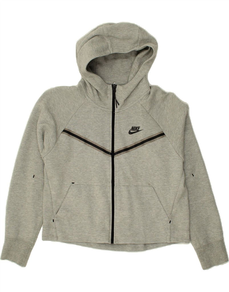 NIKE Womens Zip Hoodie Sweater UK 10 Small Grey Cotton | Vintage Nike | Thrift | Second-Hand Nike | Used Clothing | Messina Hembry 