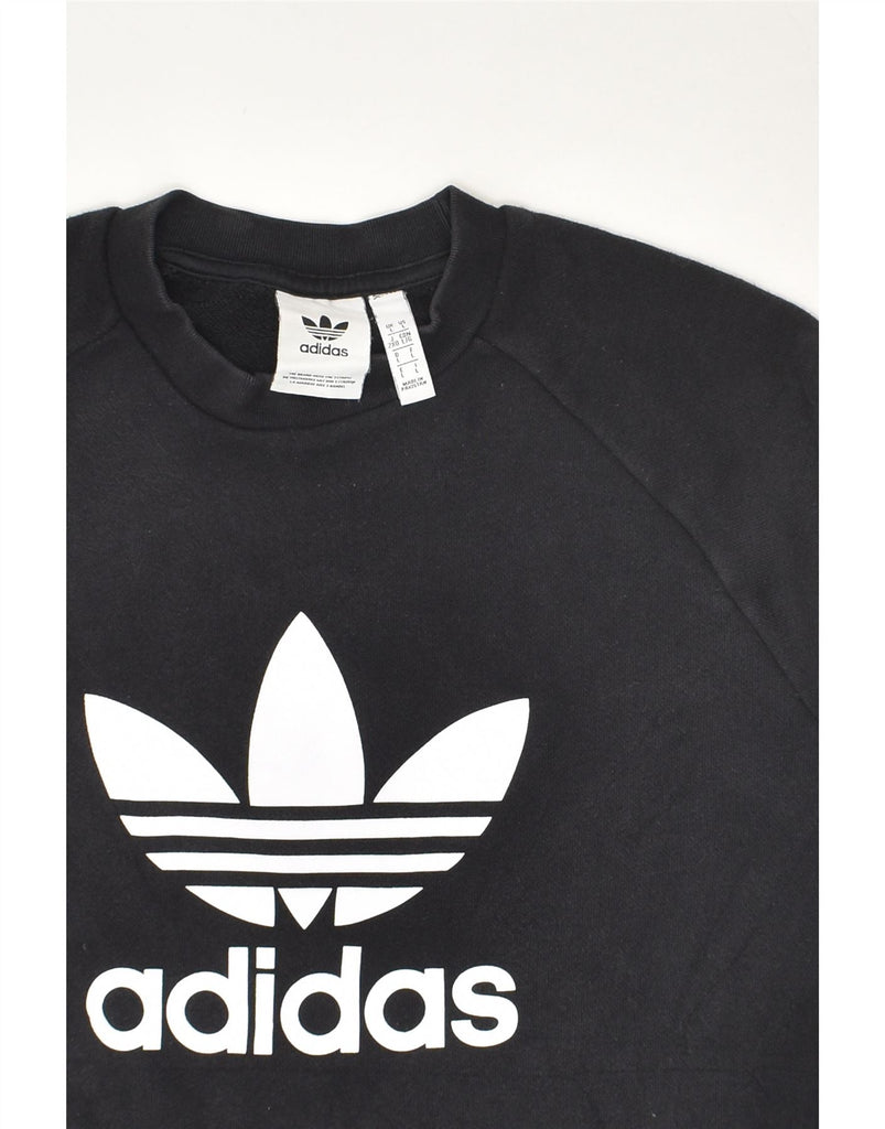 ADIDAS Mens Graphic Sweatshirt Jumper Large Black Cotton | Vintage Adidas | Thrift | Second-Hand Adidas | Used Clothing | Messina Hembry 