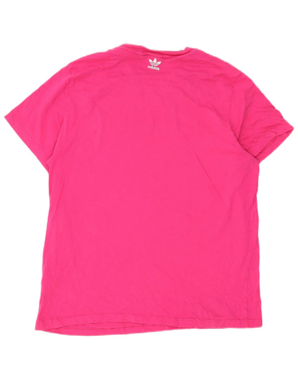 Adidas Womens Graphic T-Shirt Top UK 16 Large Pink Cotton