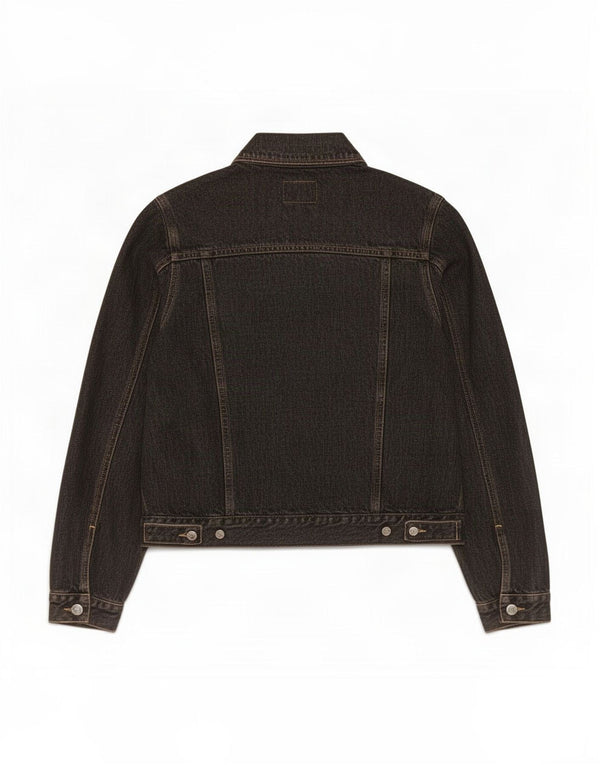 Calvin Klein Jeans Womens Crop Denim Jacket UK 14 Medium Black Cotton