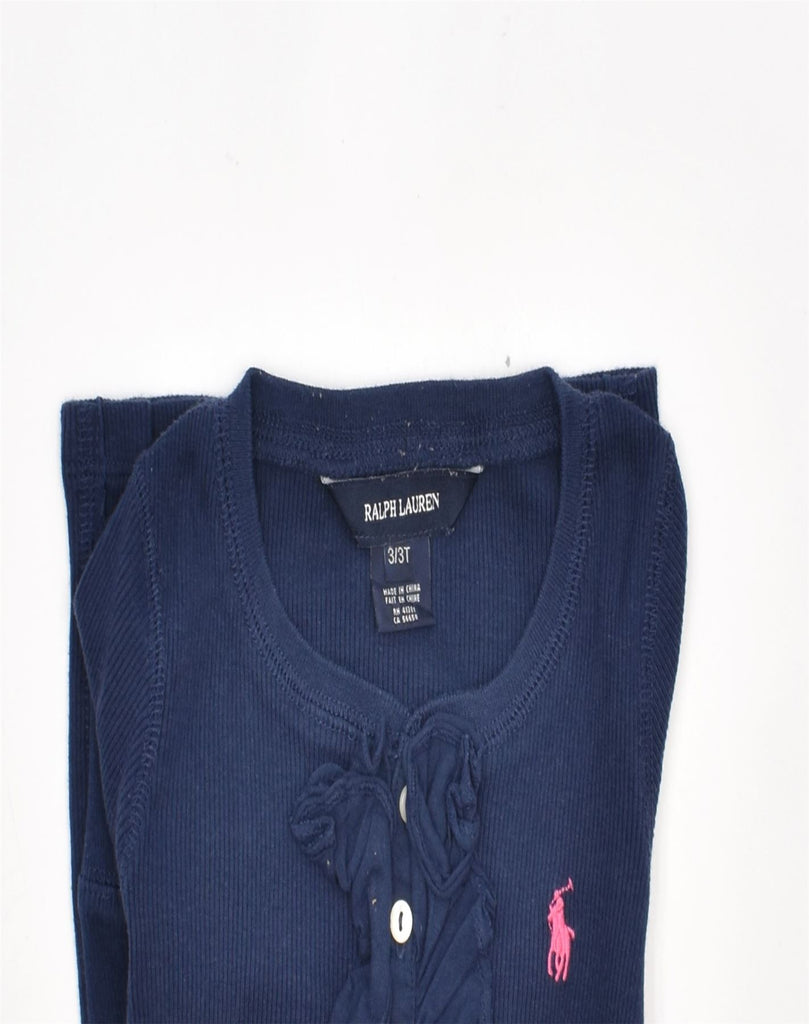 RALPH LAUREN Girls Top Long Sleeve 2-3 Years Navy Blue Cotton | Vintage | Thrift | Second-Hand | Used Clothing | Messina Hembry 