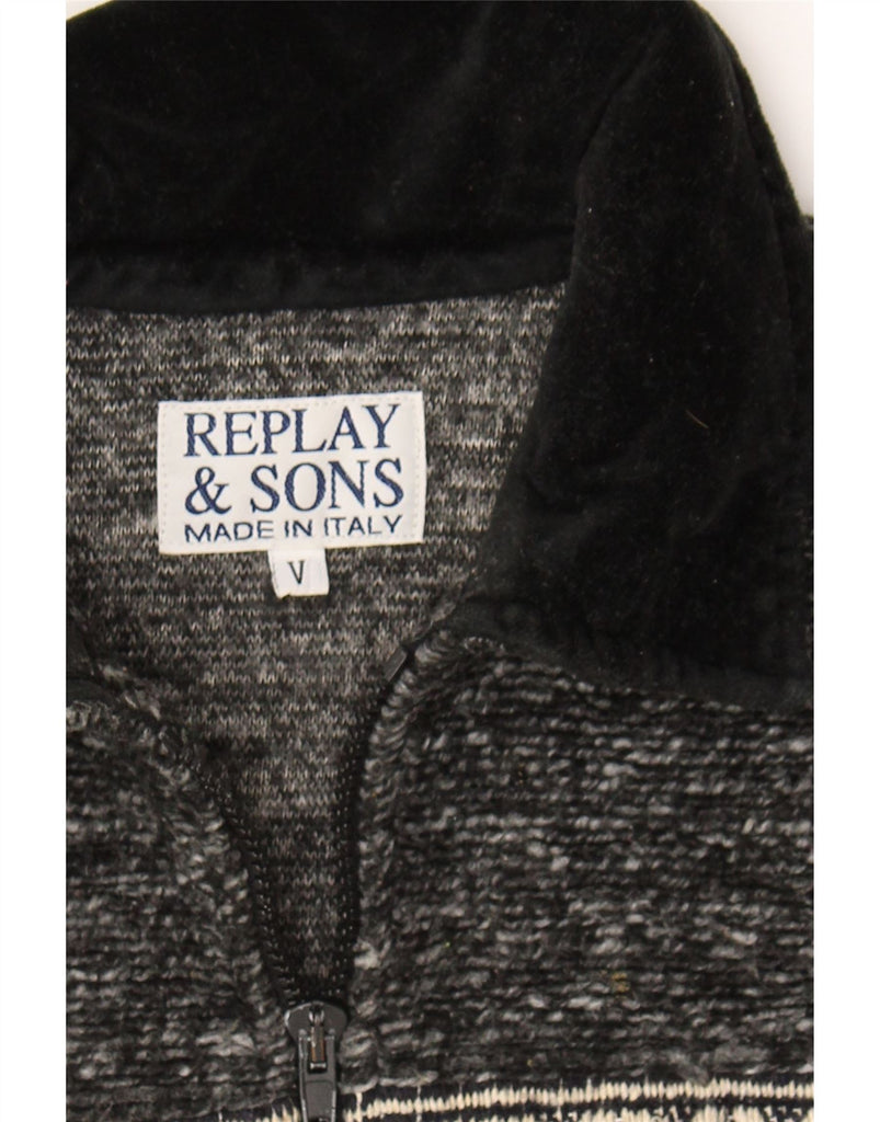 REPLAY AND SONS Boys Cardigan Sweater 8-9 Years Grey Flecked Acrylic Vintage Replay and Sons and Second-Hand Replay and Sons from Messina Hembry 