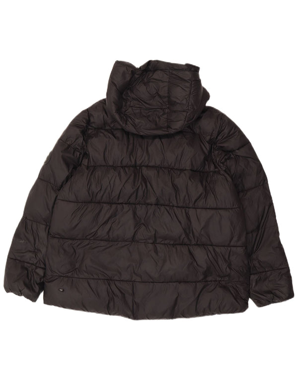 Zara Womens Hooded Padded Jacket UK 16 Large Black Polyester