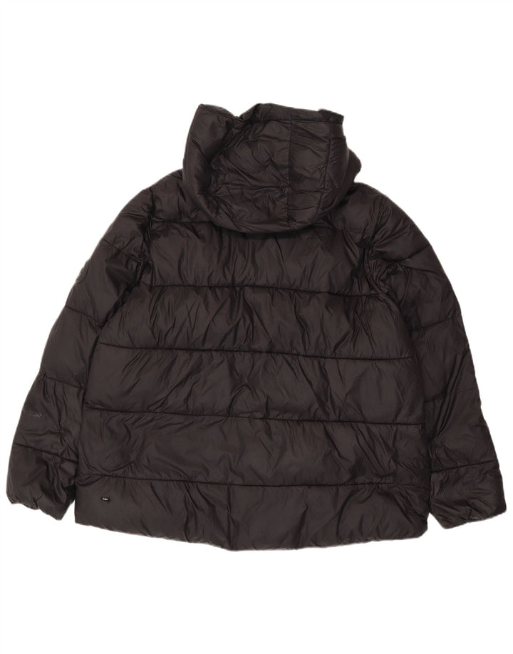 Zara Womens Hooded Padded Jacket UK 16 Large Black Polyester