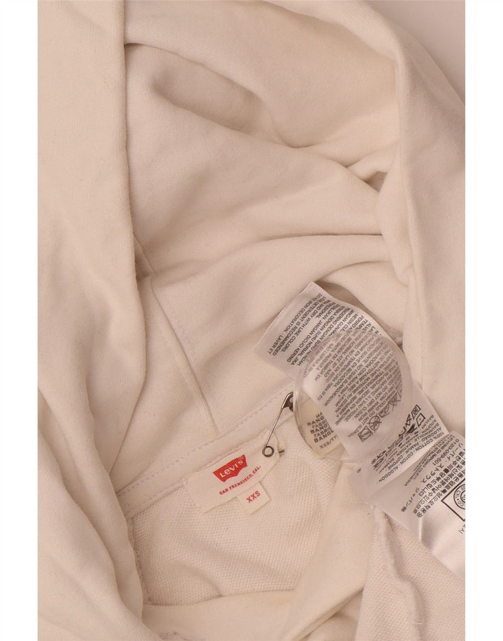 LEVI'S Womens Graphic Hoodie Jumper UK 2 2XS White Cotton
