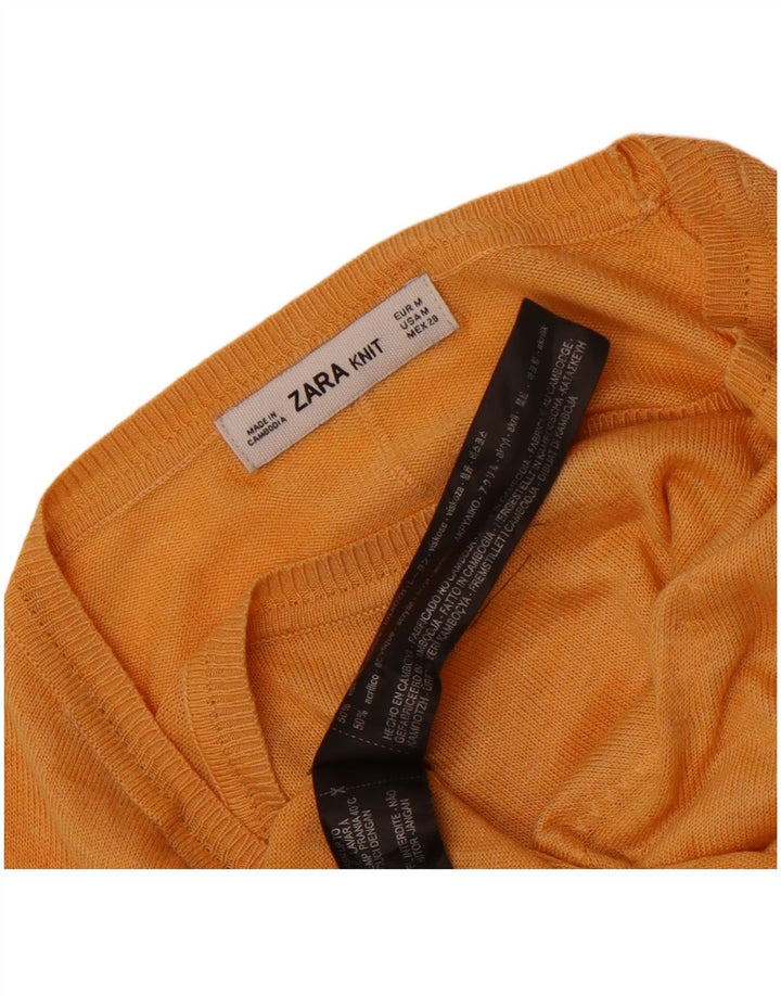 Zara Womens Boat Neck Jumper Sweater UK 12 Medium Orange Viscose