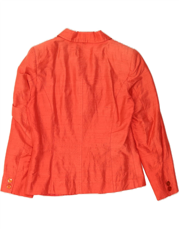 VINTAGE Womens 2 Button Blazer Jacket IT 46 Large Red Silk Vintage Vintage and Second-Hand Vintage from Messina Hembry 