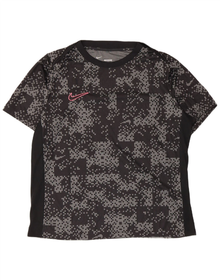 Nike Mens Dri Fit Slim T-Shirt Top XL Black Geometric Polyester