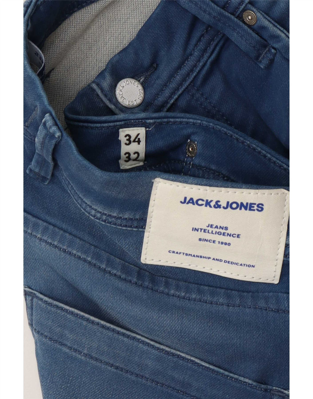 Jack & Jones Mens Tim Straight Jeans W34 L32 Blue