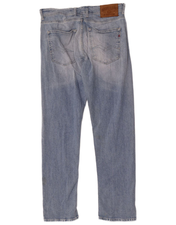Replay Mens Grover Straight Jeans W31 L30 Blue Cotton