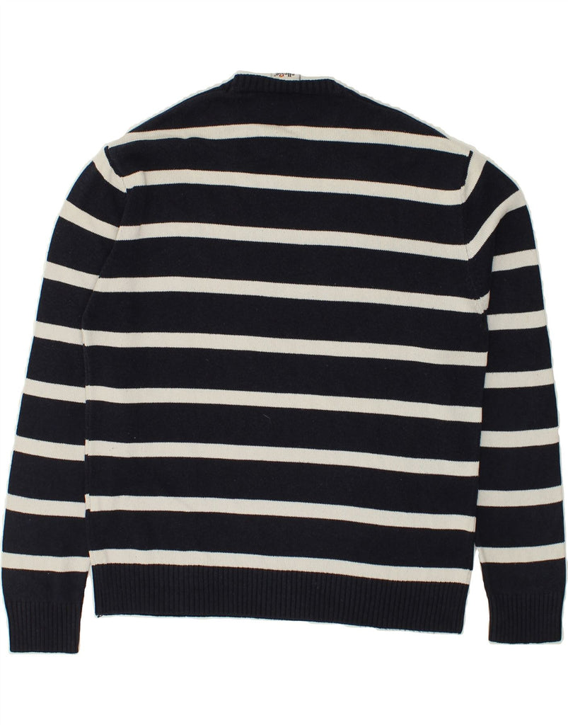 ELLESSE Mens Crew Neck Jumper Sweater Medium Black Striped Cotton | Vintage Ellesse | Thrift | Second-Hand Ellesse | Used Clothing | Messina Hembry 