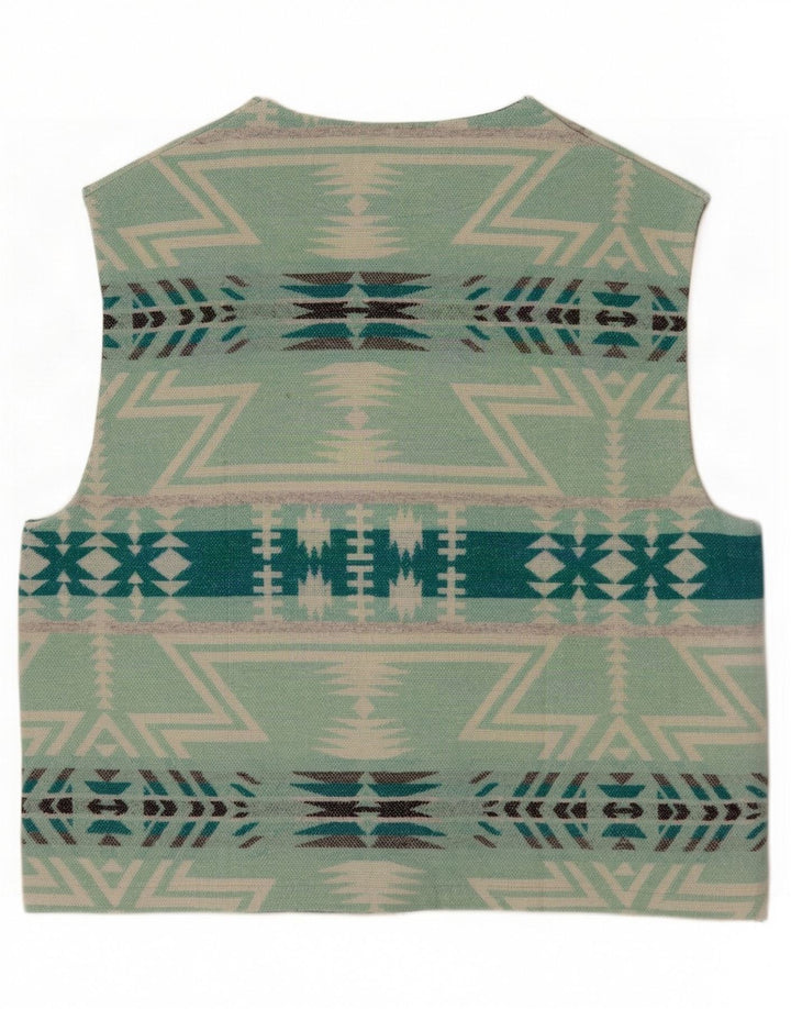 Vintage Mens Waistcoat IT 50 Medium Blue Geometric Wool