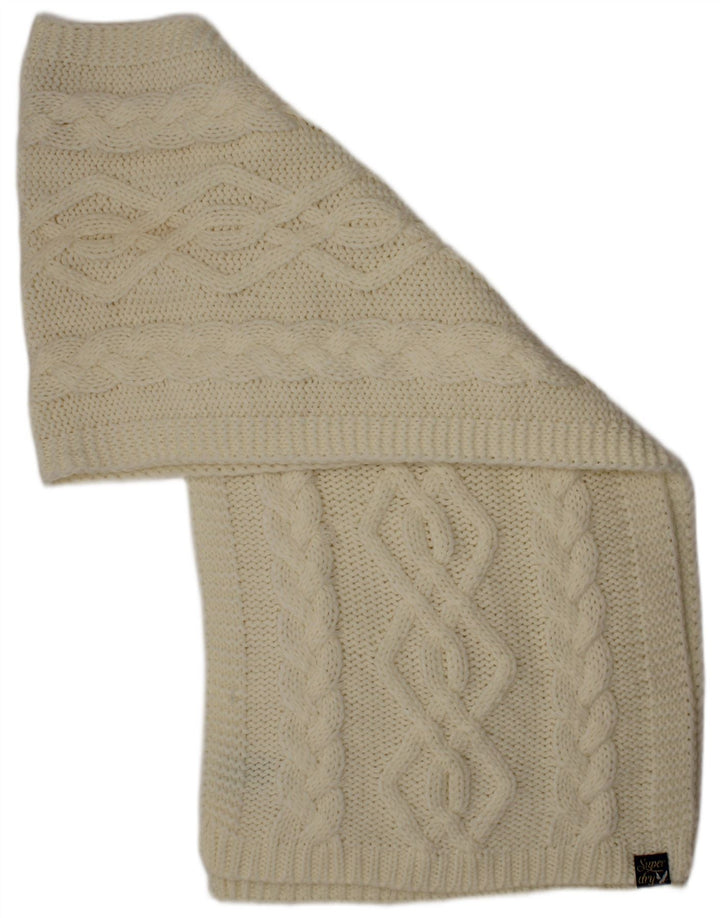 Superdry Womens Knit Rectangle Scarf One Size Off White Acrylic