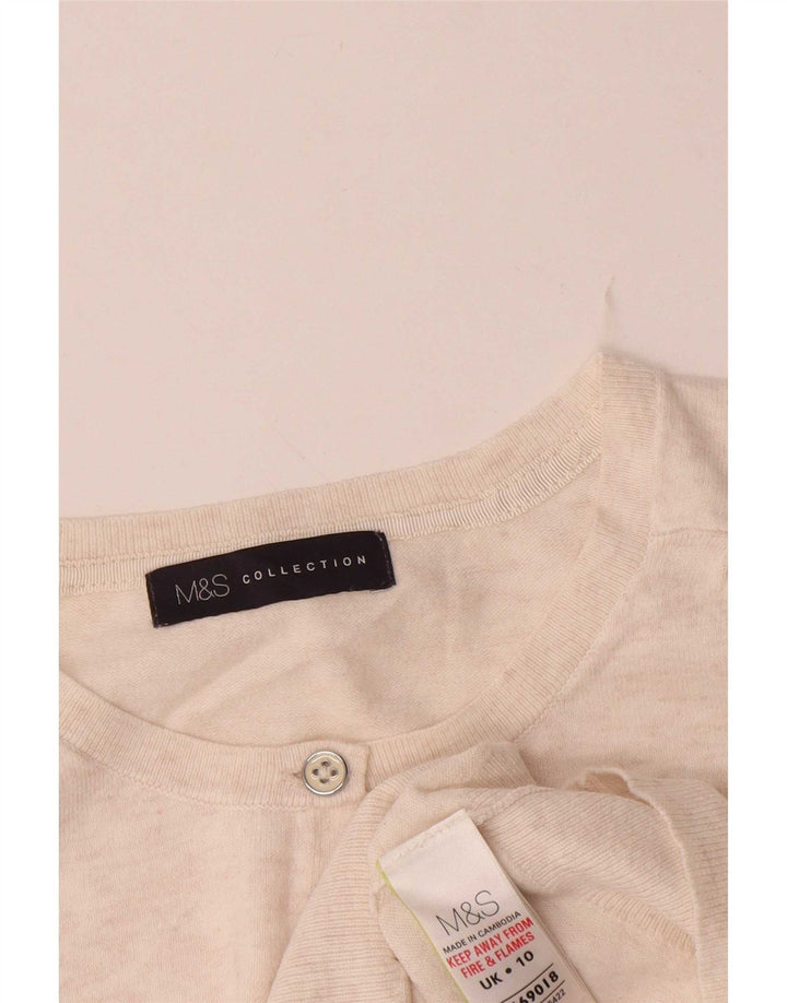 Marks & Spencer Womens Cardigan Sweater UK 10 Small Beige Flecked