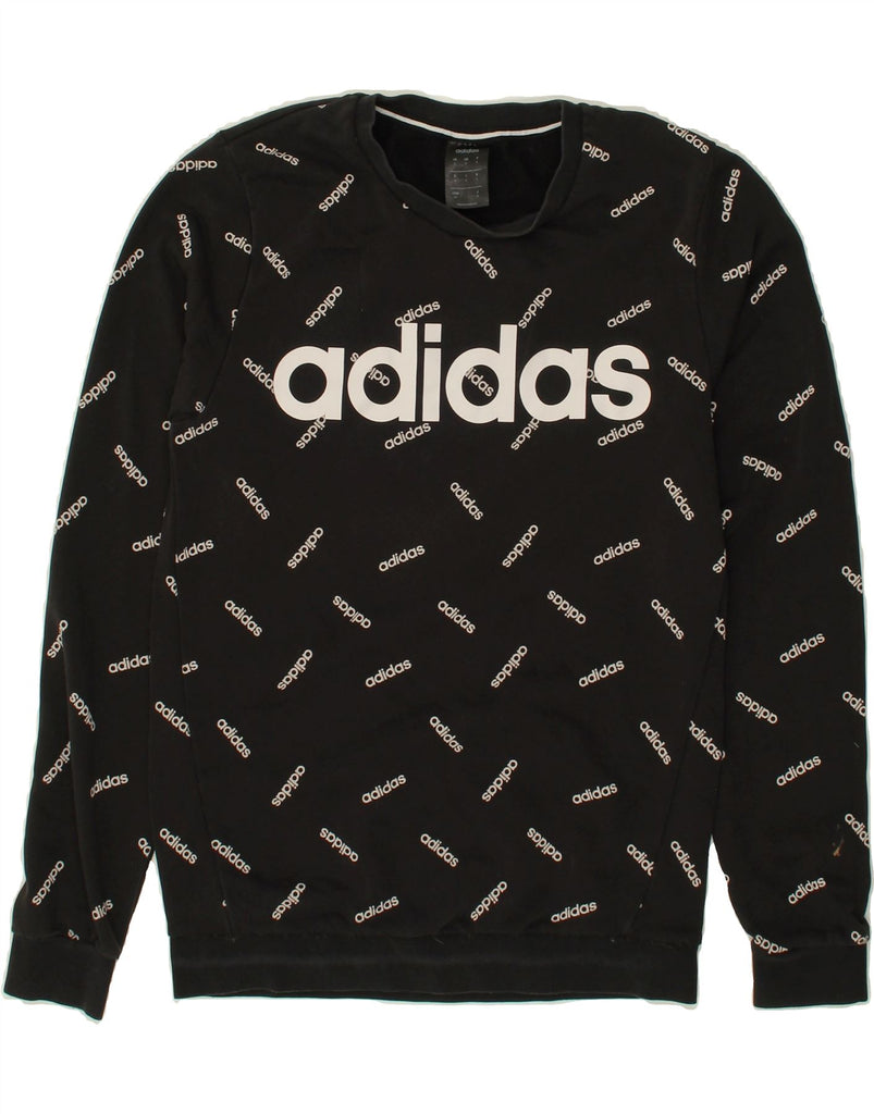 ADIDAS Mens Graphic Sweatshirt Jumper Small Black Cotton | Vintage Adidas | Thrift | Second-Hand Adidas | Used Clothing | Messina Hembry 