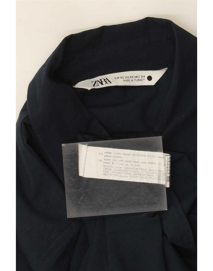 Zara Womens Oversized Shirt Dress UK 6 XS Navy Blue Polyester