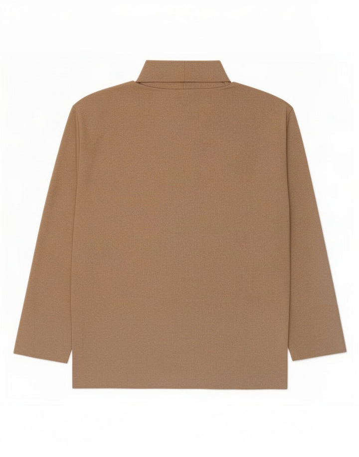Zara Womens Top Long Sleeve UK 14 Medium Beige Polyester