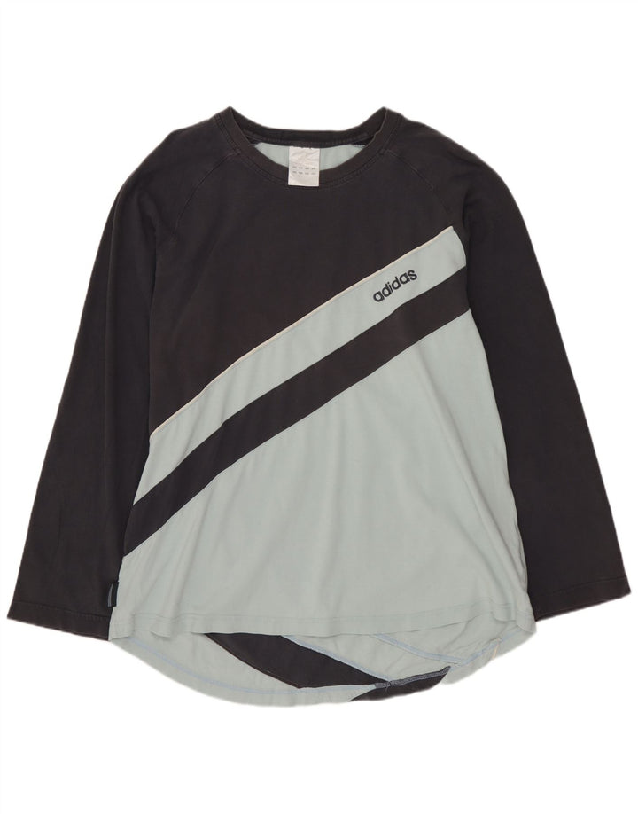 ADIDAS Mens Top Long Sleeve Large Blue Colourblock Cotton