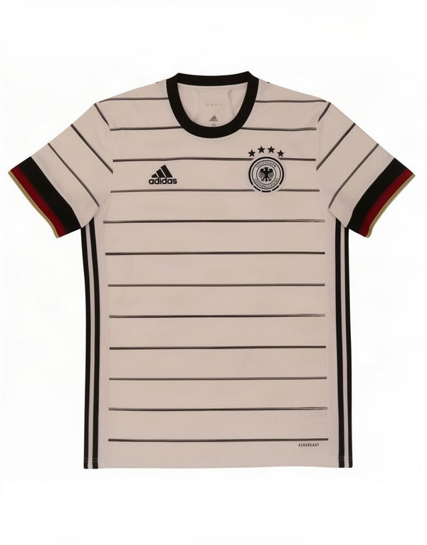 Adidas Mens Deutscher Fussball Bund T-Shirt Top Medium White Striped