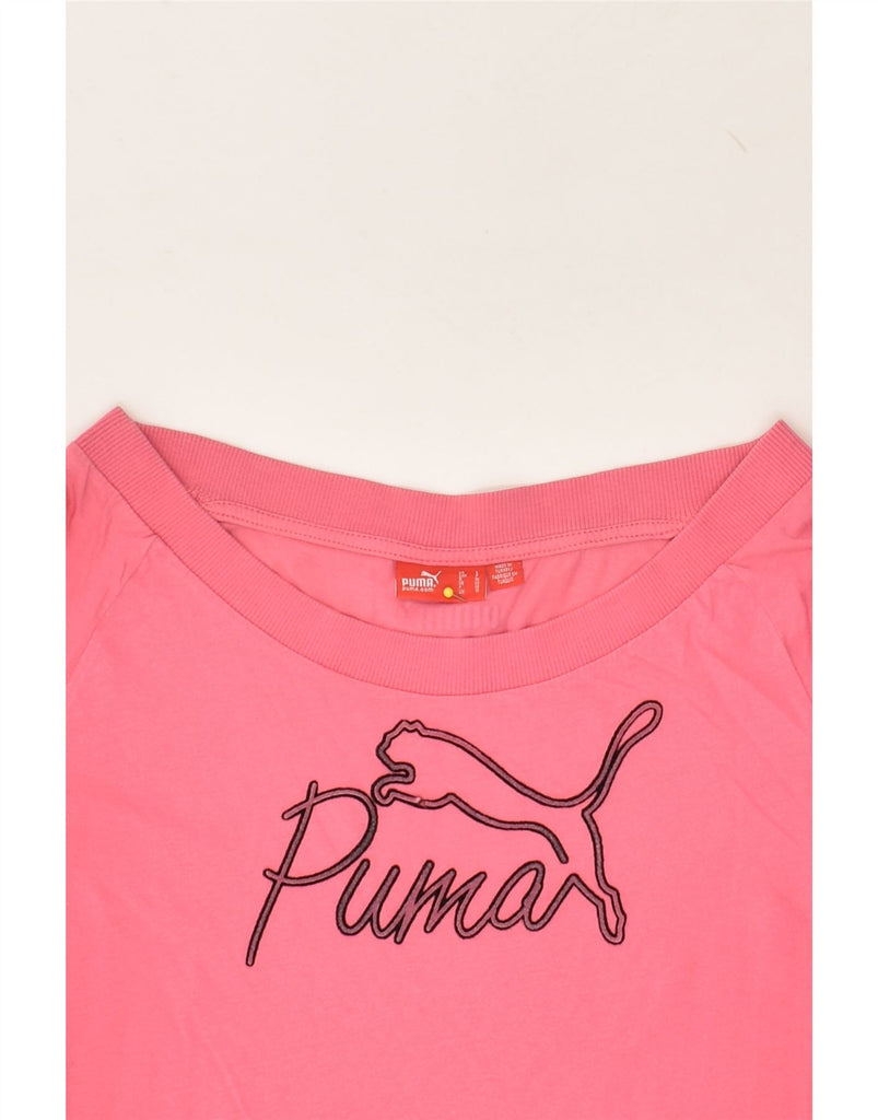 PUMA Womens Graphic Top Long Sleeve UK 10 Small Pink | Vintage Puma | Thrift | Second-Hand Puma | Used Clothing | Messina Hembry 