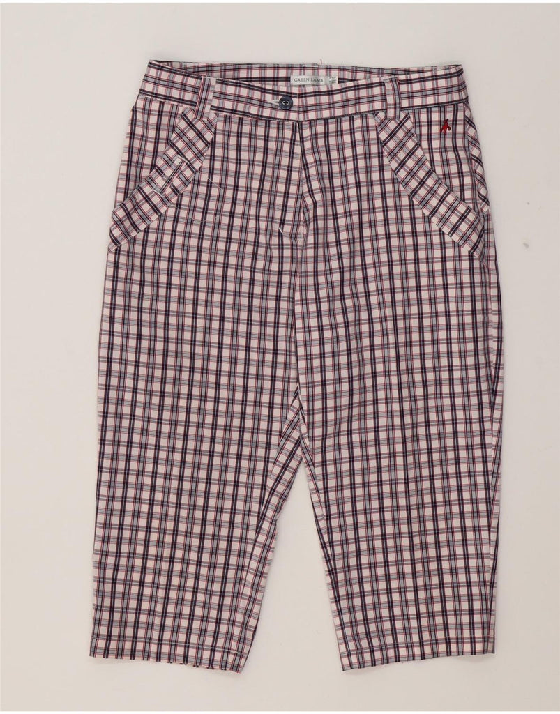 GREEN LAMB Womens Bermuda Shorts UK 8 Small W28 Pink Check Polyester Vintage Green Lamb and Second-Hand Green Lamb from Messina Hembry 