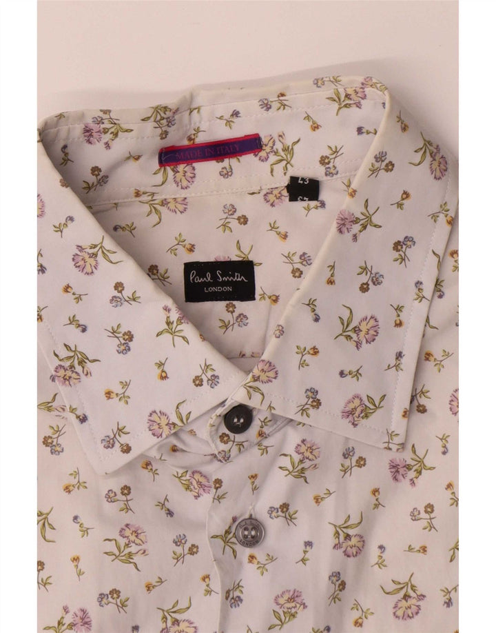 Paul Smith Mens Shirt Size 43 17 XL White Floral
