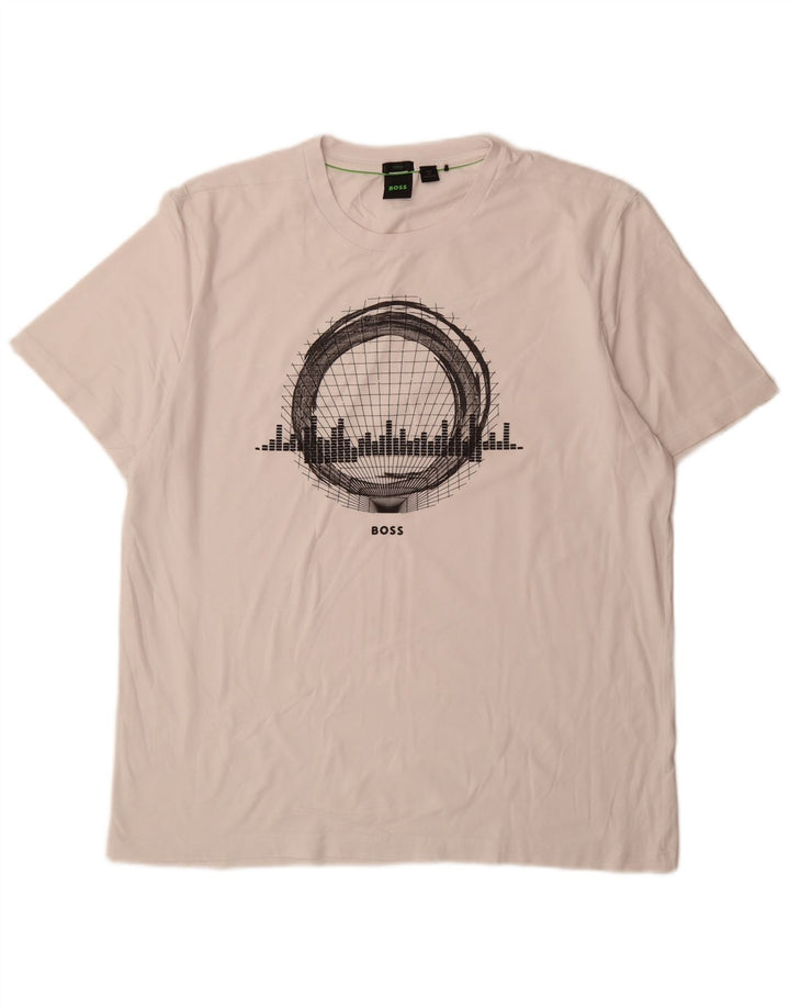Hugo Boss Mens Graphic T-Shirt Top 2XL White