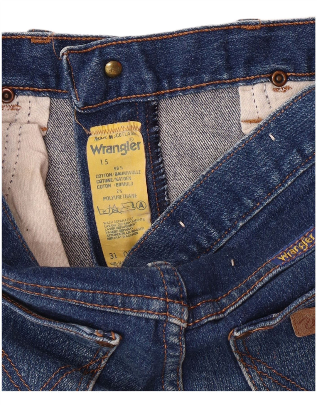 Wrangler Boys Straight Capri Jeans 14-15 Years W25 L21 Blue Cotton