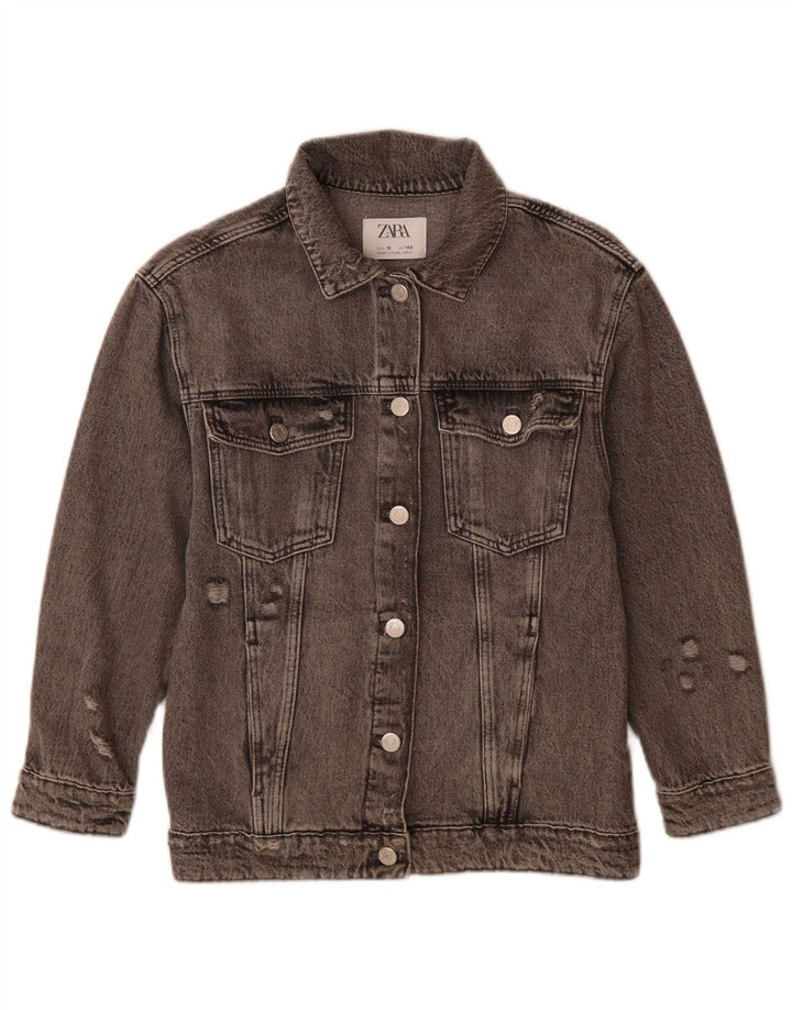 Zara Girls Denim Jacket 9-10 Years Grey