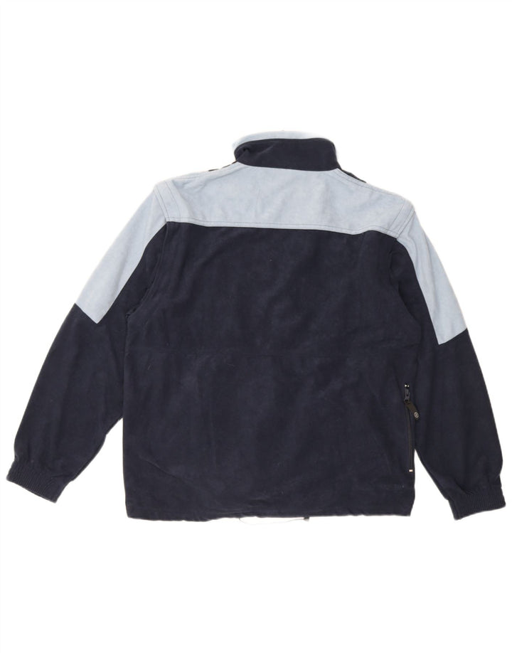 Great Escapes Mens Velour Tracksuit Top Jacket Medium Navy Blue Colourblock