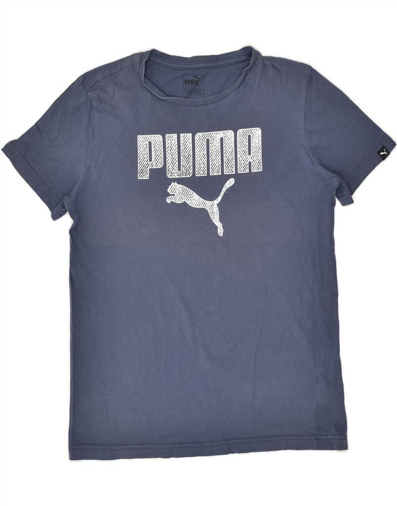 PUMA Boys Graphic T-Shirt Top 15-16 Years Navy Blue Cotton | Vintage Puma | Thrift | Second-Hand Puma | Used Clothing | Messina Hembry 