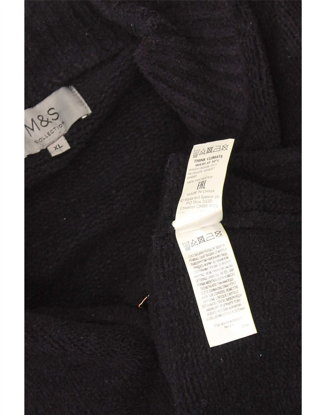 Marks & Spencer Mens Cardigan Sweater XL Navy Blue Polyester