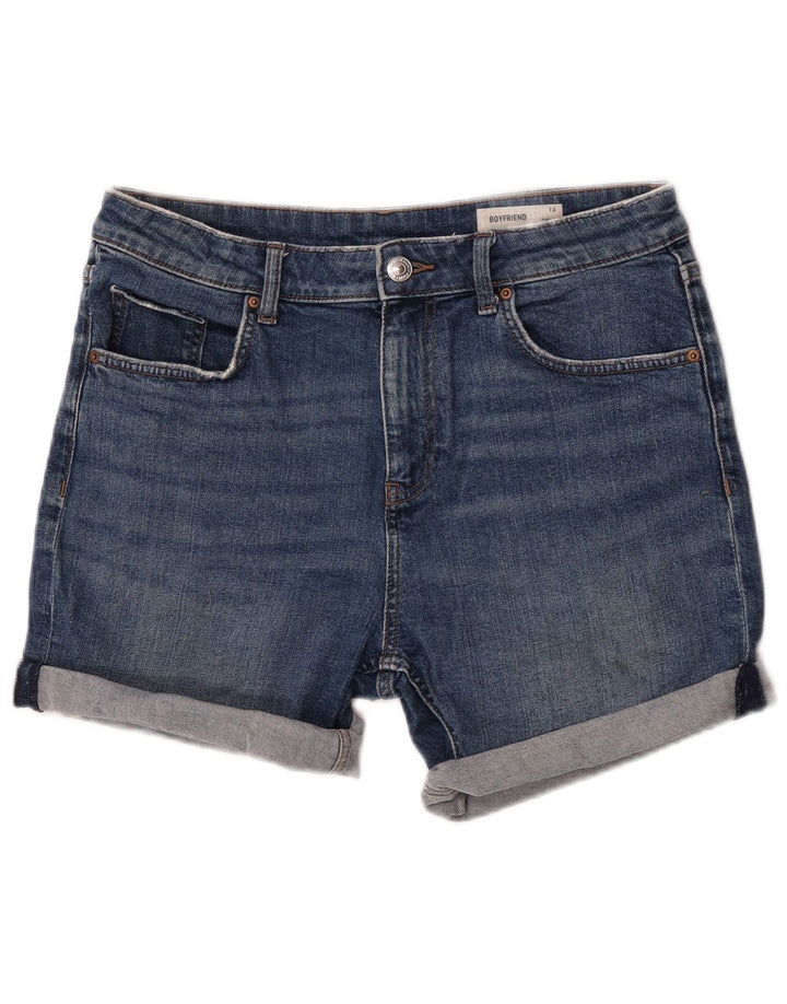 Marks & Spencer Womens Boyfriend Denim Shorts UK 12 Medium W32 Blue