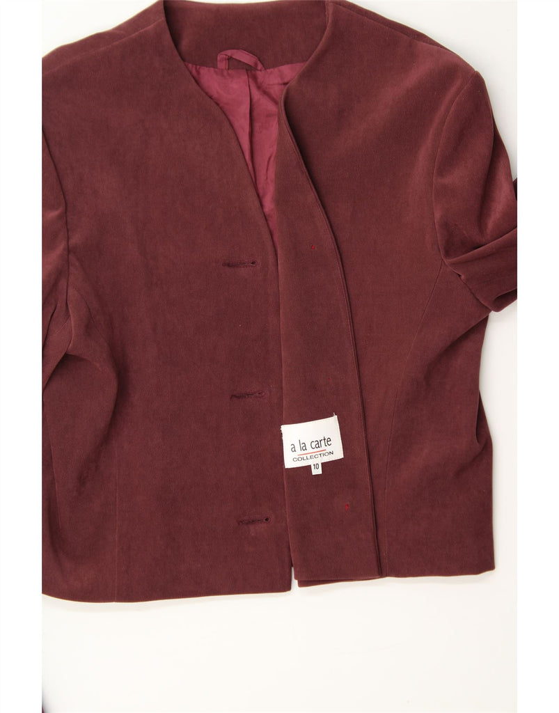 A LA CARTE Womens Crop 3 Button Blazer Jacket UK 10 Small Burgundy Vintage A La Carte and Second-Hand A La Carte from Messina Hembry 