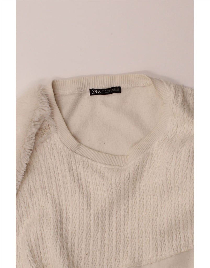 ZARA Womens Oversized Sweatshirt Jumper UK 10 Small White Cotton Vintage Zara and Second-Hand Zara from Messina Hembry 