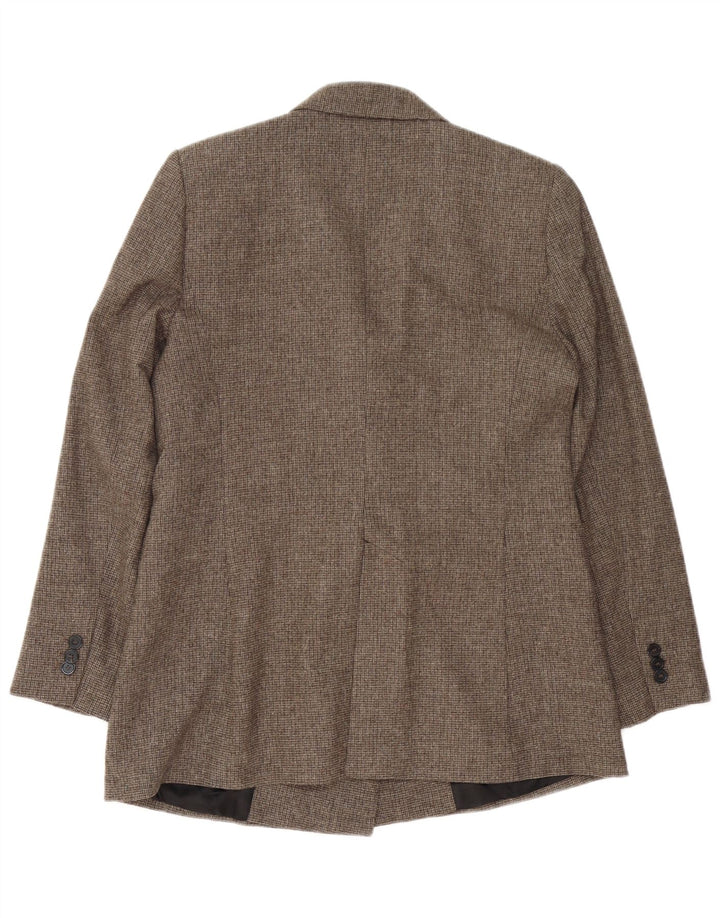 Zara Womens Double Breasted Blazer Jacket UK 16 Large Brown Houndstooth