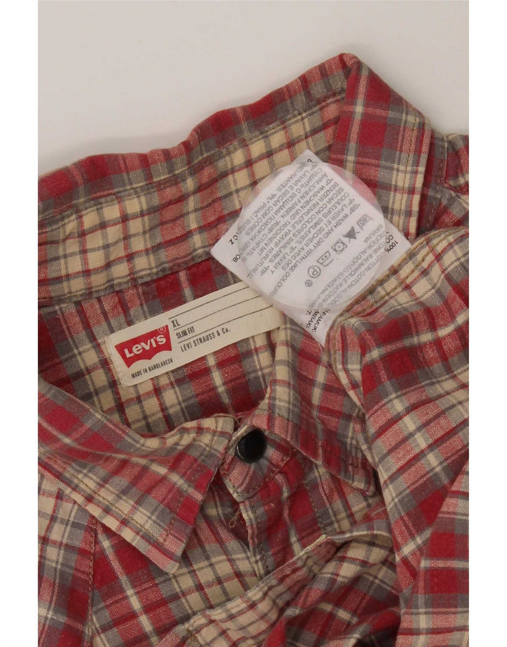 Levi's Mens Western Slim Fit Shirt XL Red Cotton