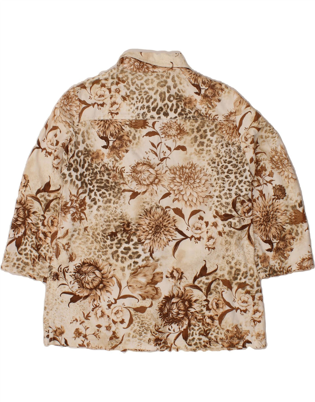 VINTAGE Womens 5 Button Blazer Jacket UK 18 XL Brown Floral Wool Vintage Vintage and Second-Hand Vintage from Messina Hembry 