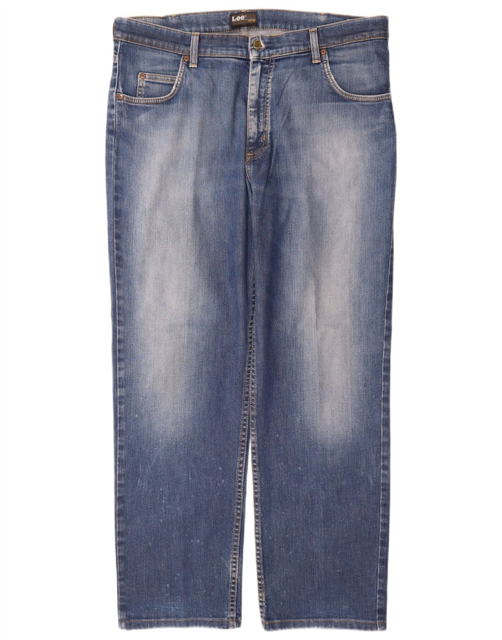 Lee Mens Brooklyn Straight Jeans W38 L31 Blue Cotton