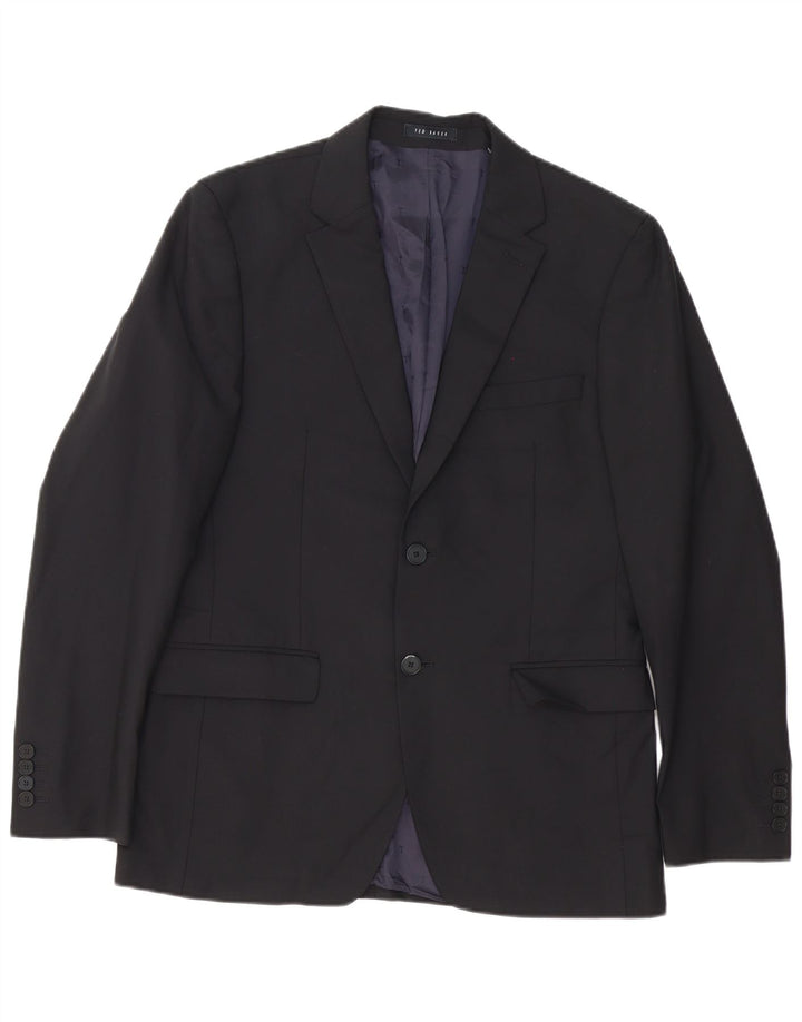 Ted Baker Mens 2 Button Regular Fit Blazer Jacket UK 38 Medium Black Cotton