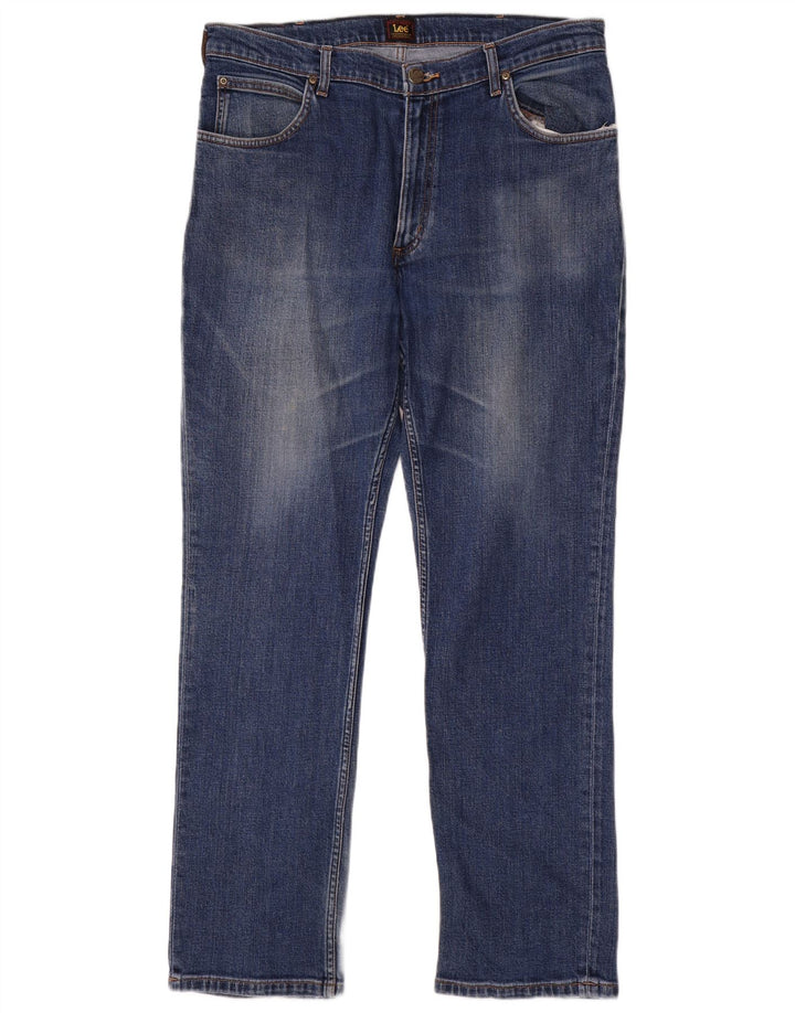 Lee Mens Brooklyn Straight Jeans W36 L32 Blue Cotton