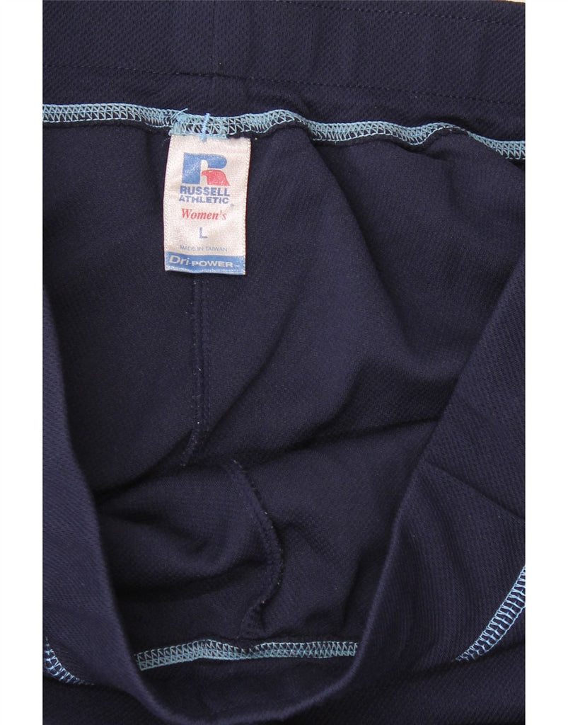 RUSSELL ATHLETIC Womens Dri-Power Tracksuit Trousers UK 14 Large Navy Blue Vintage Russell Athletic and Second-Hand Russell Athletic from Messina Hembry 