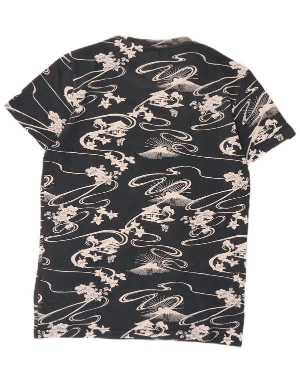 Superdry Mens Graphic T-Shirt Top Medium Black Floral Cotton