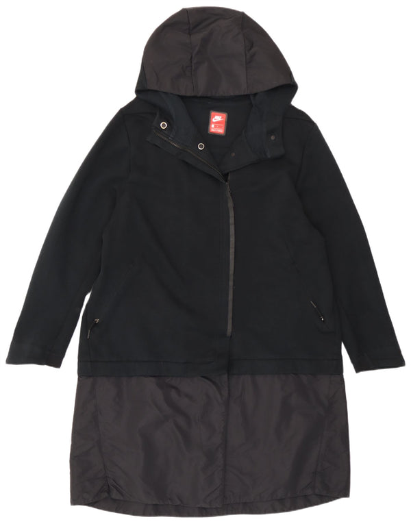 Nike Womens Hooded Raincoat UK 14 Large Black Cotton
